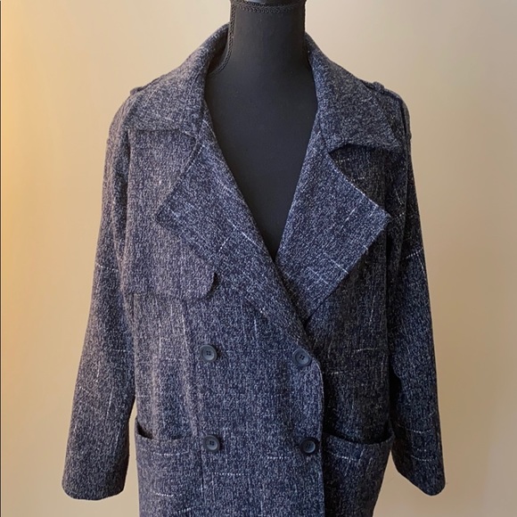 Double Button Blue Coat - Picture 2 of 5